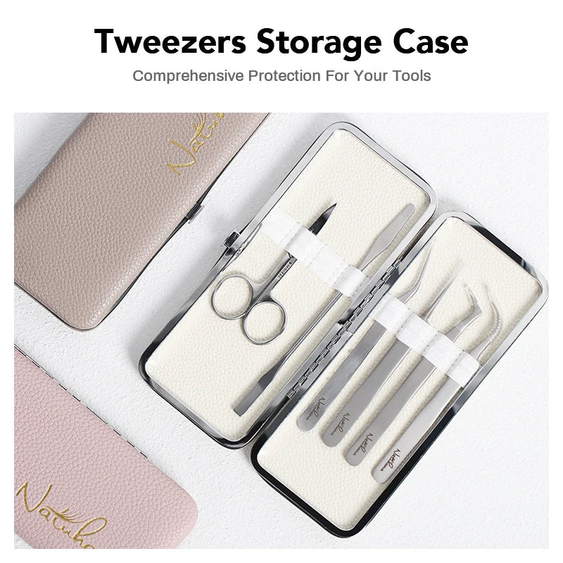 NATUHANA Eyelash Tweezer Case – PU Leather Protection Box Tweezer Storage Case Qme
