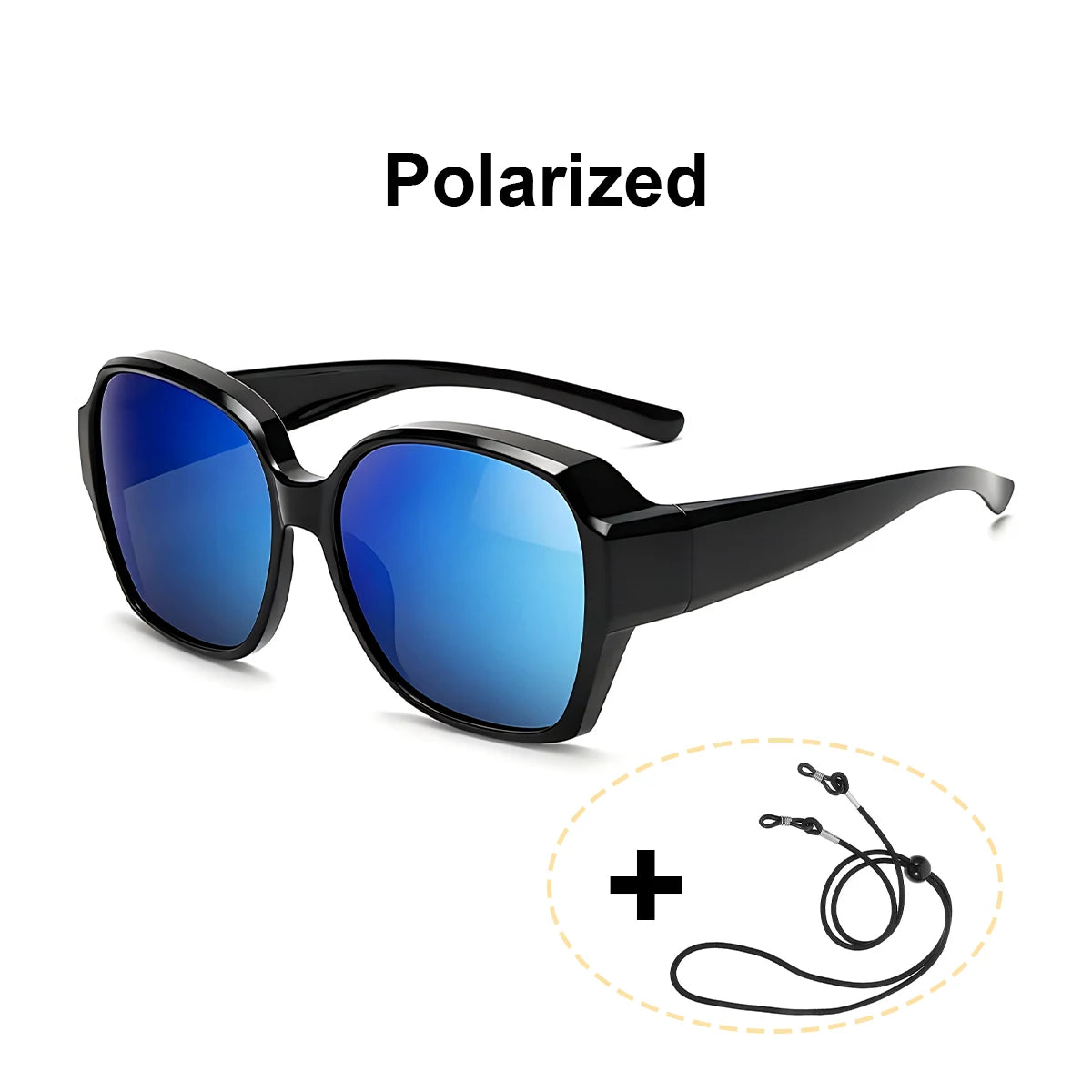 VOPHA Fit Over Glasses Sunglasses UV400 Wrap-Around Unisex Fit-Over Sunglasses Qst Black Blue