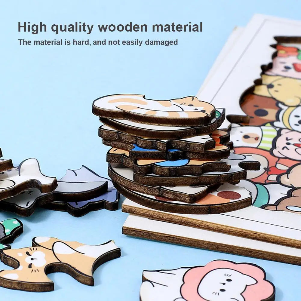 Wooden Cat Animal Puzzle Stacking Toy – Educational Kids Gift Wooden Kids Puzzle Qme