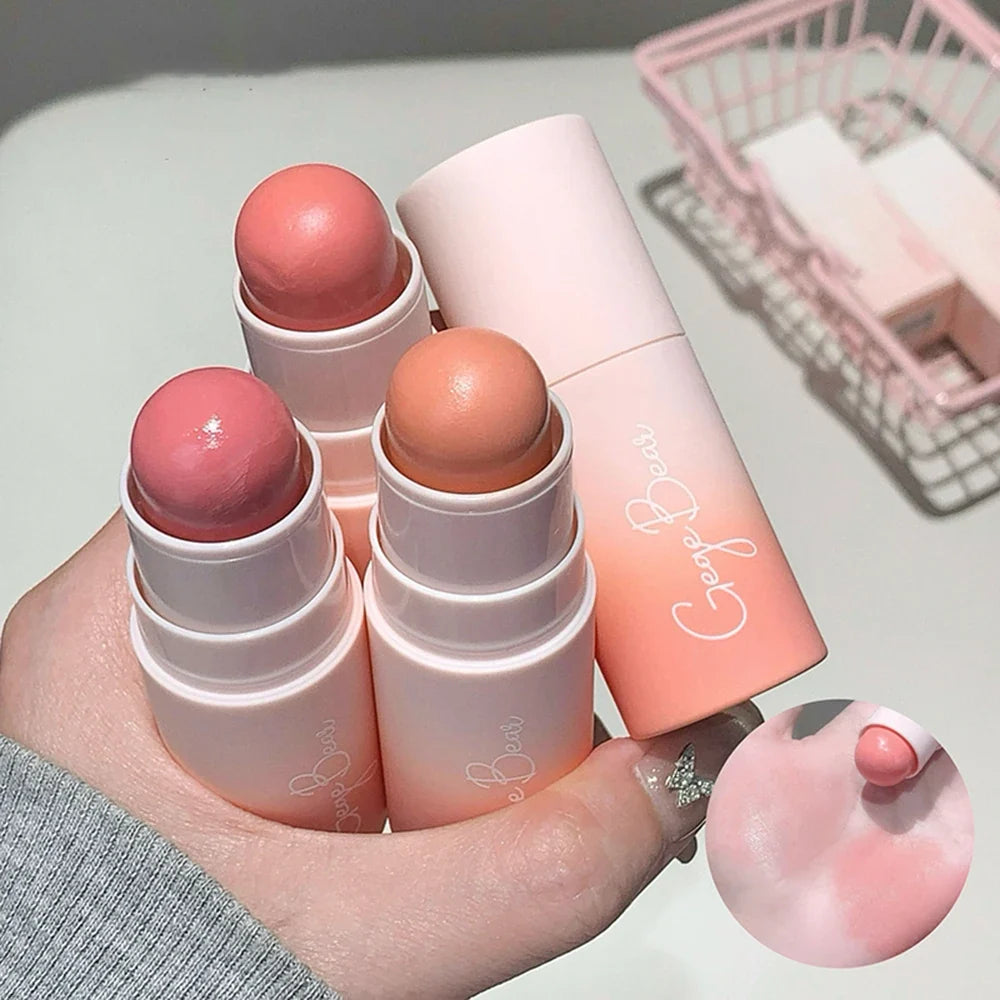 Gege Bear Soft Matte Blush Stick – Moisturizing Natural Finish Cream Blush Stick Qme