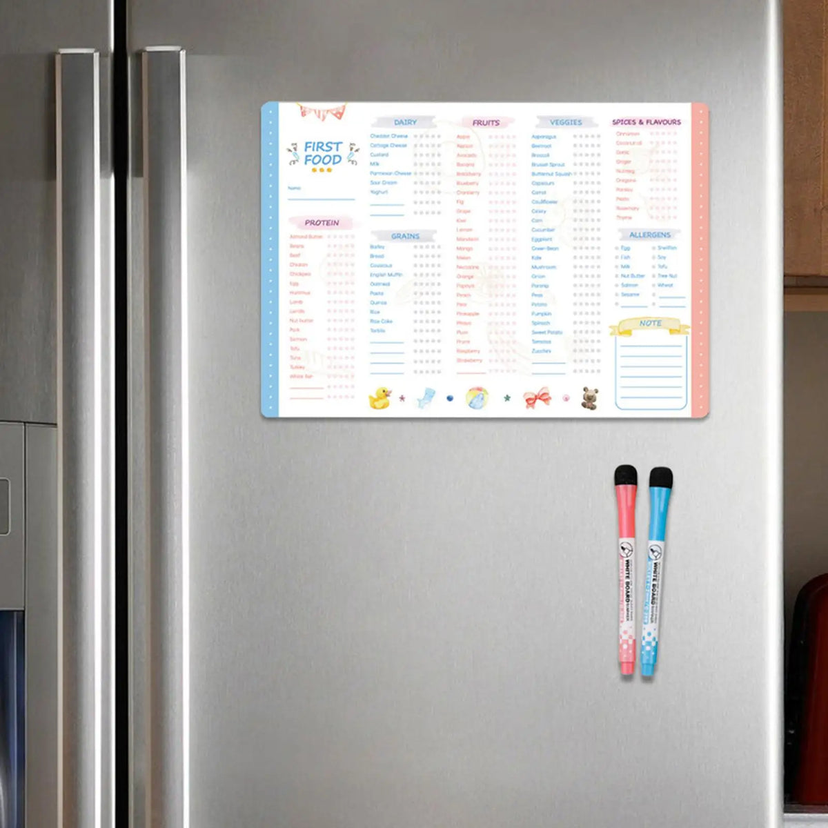 Magnetic Baby First Foods Chart & Meal Planner Checklist Baby Meal Planner Chart Qme