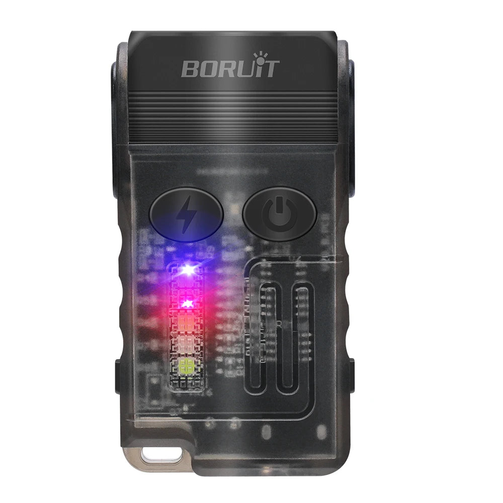 BORUiT V20 LED Keychain Flashlight – UV, Magnetic, USB-C LED Keychain Flashlight Qst black 1pc