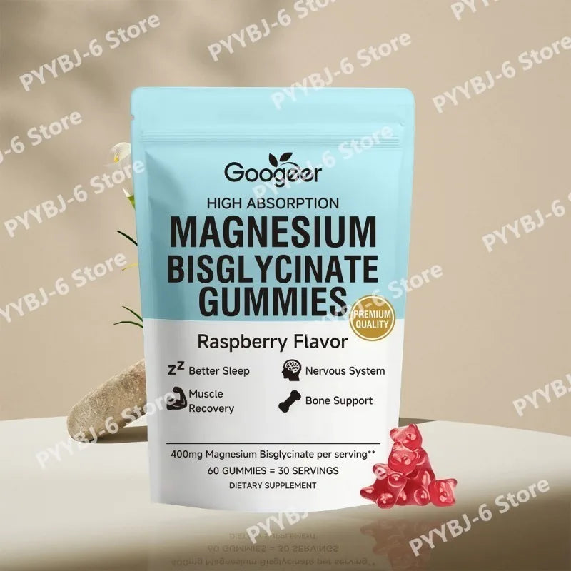 Magnesium Bisglycinate Gummies 400mg Raspberry – 60 Count Magnesium Supplement Qst