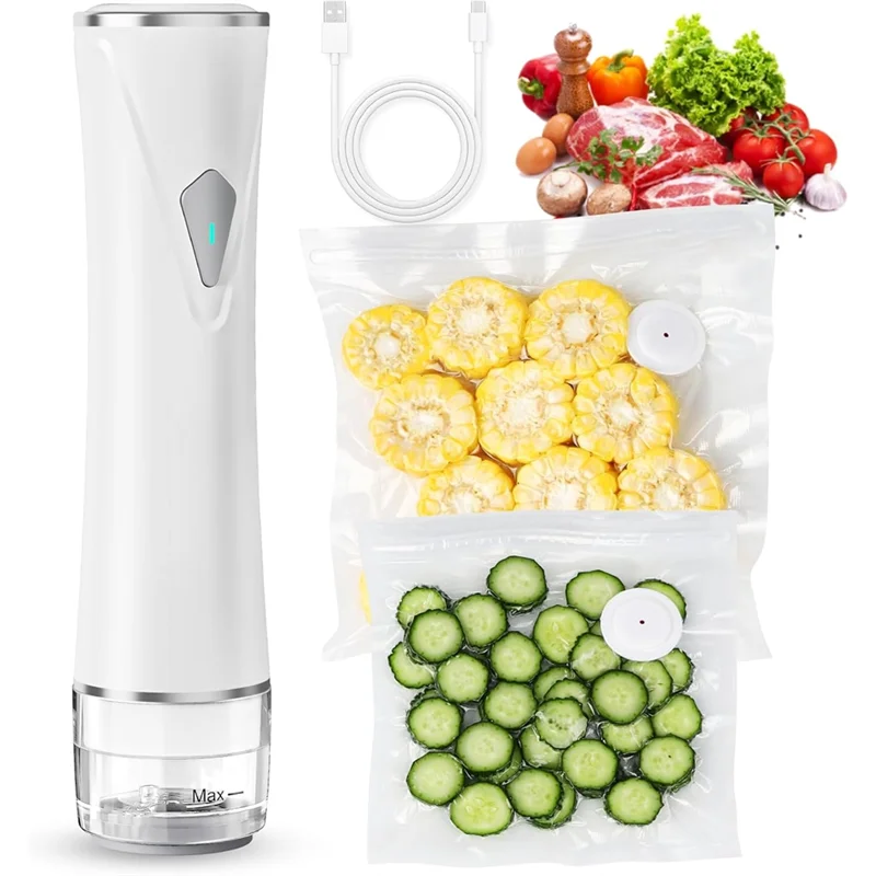 MiLESEEY B15C Handheld Vacuum Sealer & 30 Reusable Bags Handheld Vacuum Sealer Qst White M