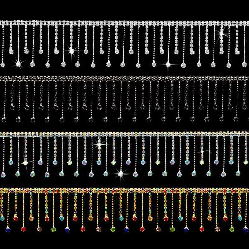Rhinestone Fringe Trim Crystal Tassel Chain – DIY Sewing Rhinestone Fringe Trim Qst