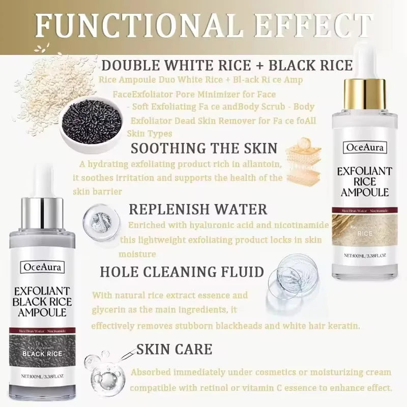 Black & White Rice Exfoliating Essence – Brightening Facial Serum Facial Exfoliating Essence Qme