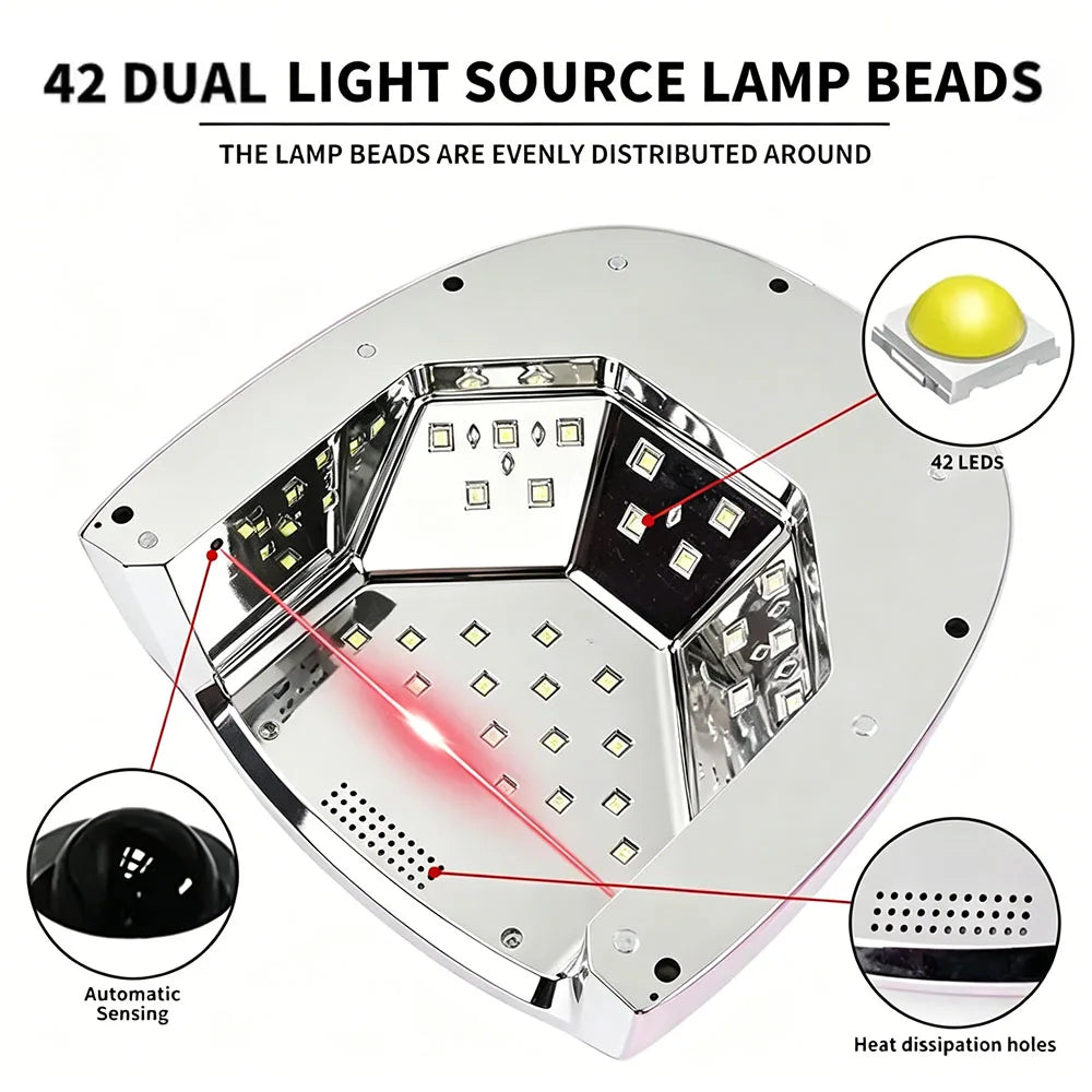 96W Rechargeable UV LED Nail Lamp – Mirror Base Gel Dryer UV LED Nail Lamp Qst