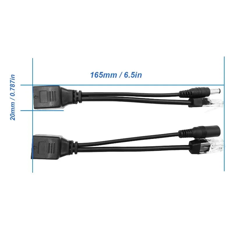 PoE Splitter Waterproof RJ45 Power Adapter Cable 5V–48V 5-Pack PoE Splitter Cable Qme