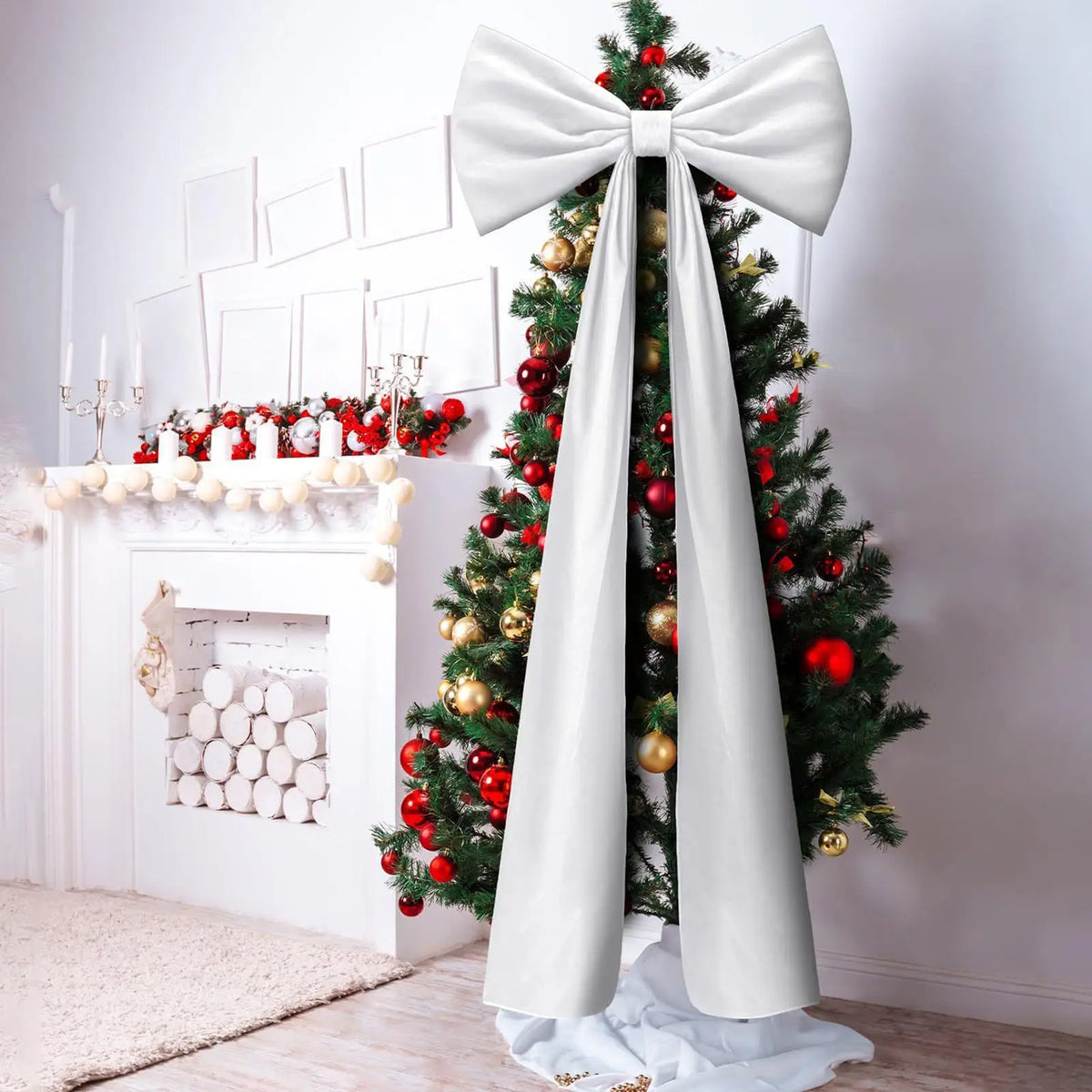Large Christmas Tree Bow Topper – Velvet Holiday Decor Bow Christmas Tree Bow Topper Qme