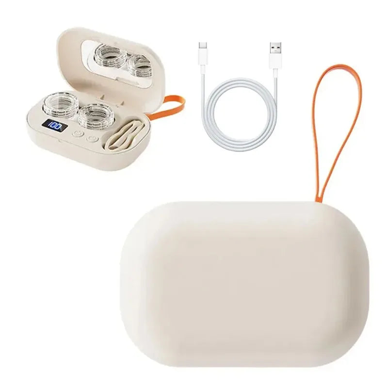 Ultrasonic Contact Lens Cleaner – USB Rechargeable Portable Lens Cleaning Device Qst Digital Display