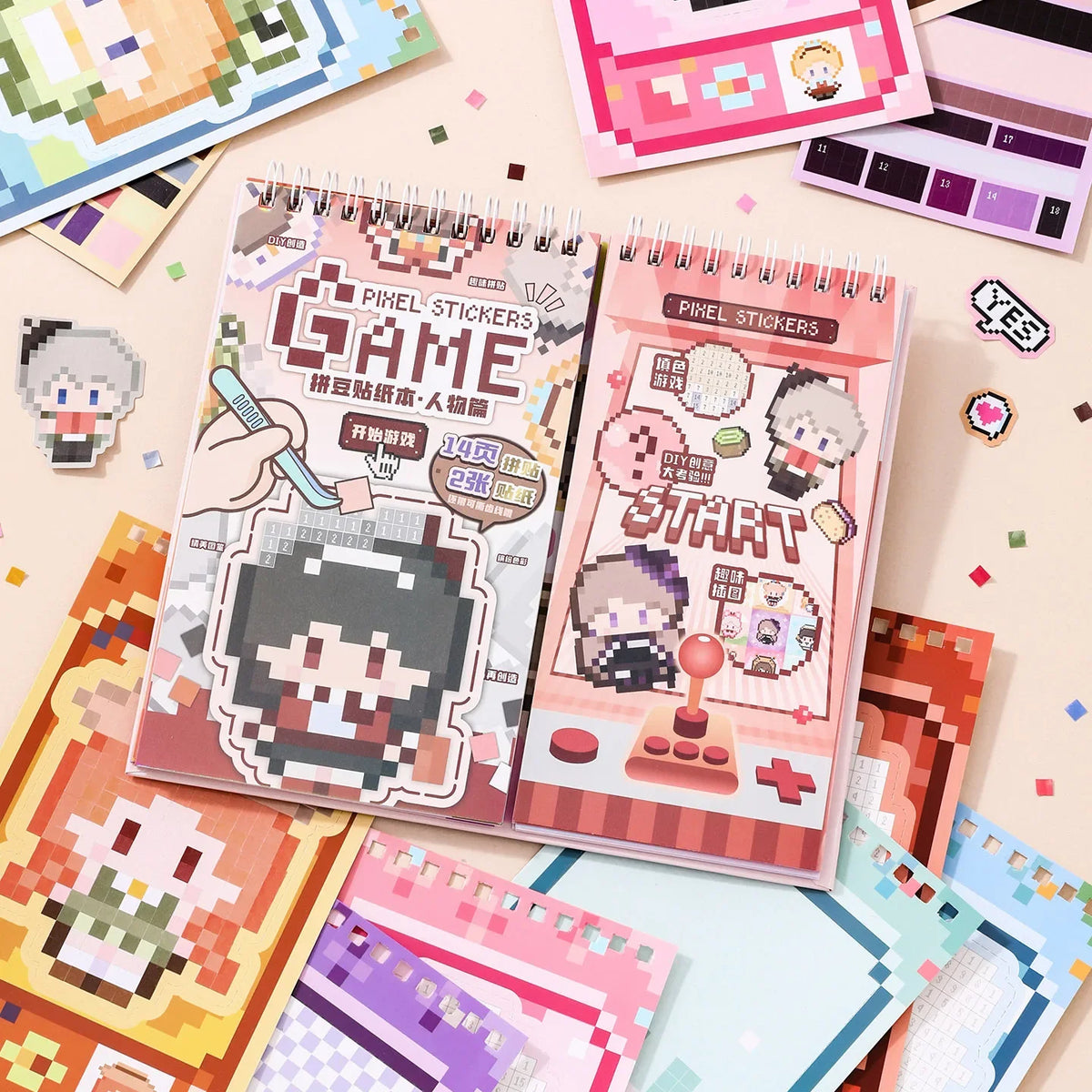 36-Sheet Pixel Bead Sticker Book – Gaming Console DIY Craft DIY Sticker Book Qme