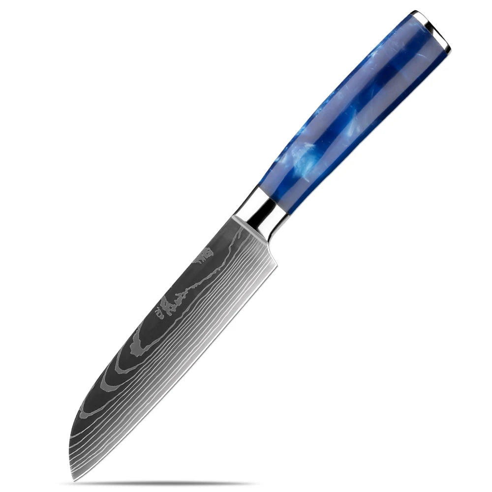 XITUO 6-Piece Kitchen Knife Set – Damascus Santoku Blades Kitchen Knife Set Qst Santoku Knife