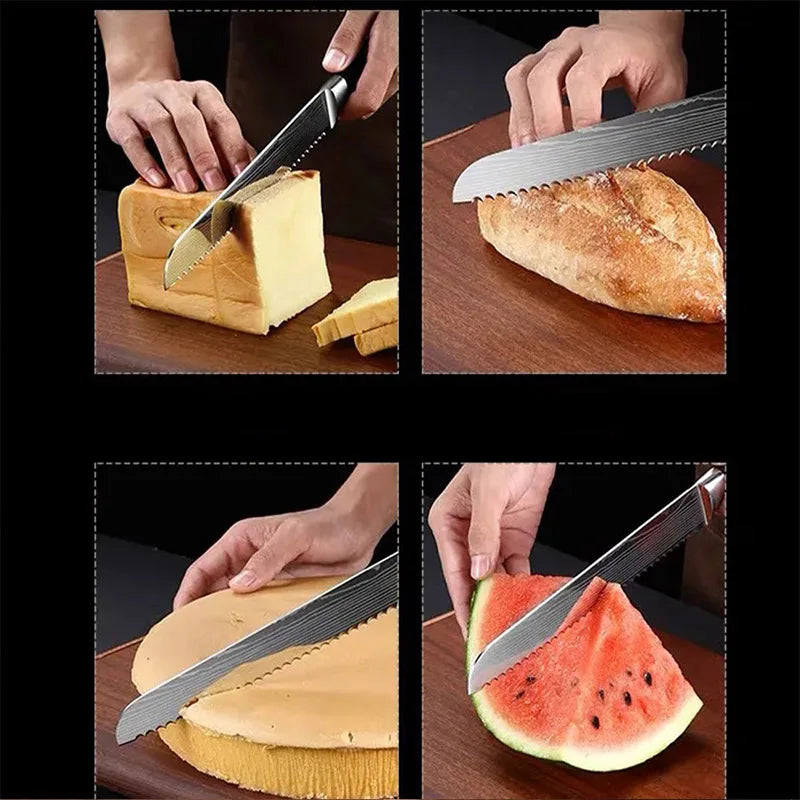 Damascus Chef Knife Set – Santoku, Cleaver & Boning Knives Chef Knife Set Qst