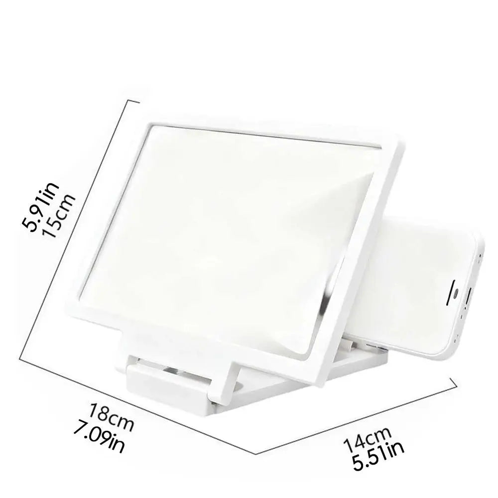 Portable HD Phone Screen Magnifier – 14" Foldable Stand Phone Screen Magnifier Qme White