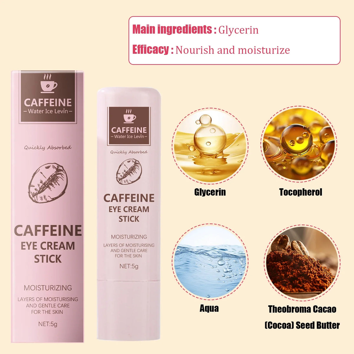 Caffeine Eye Cream Stick – Brighten & Smooth Fine Lines Eye Cream Stick Qme