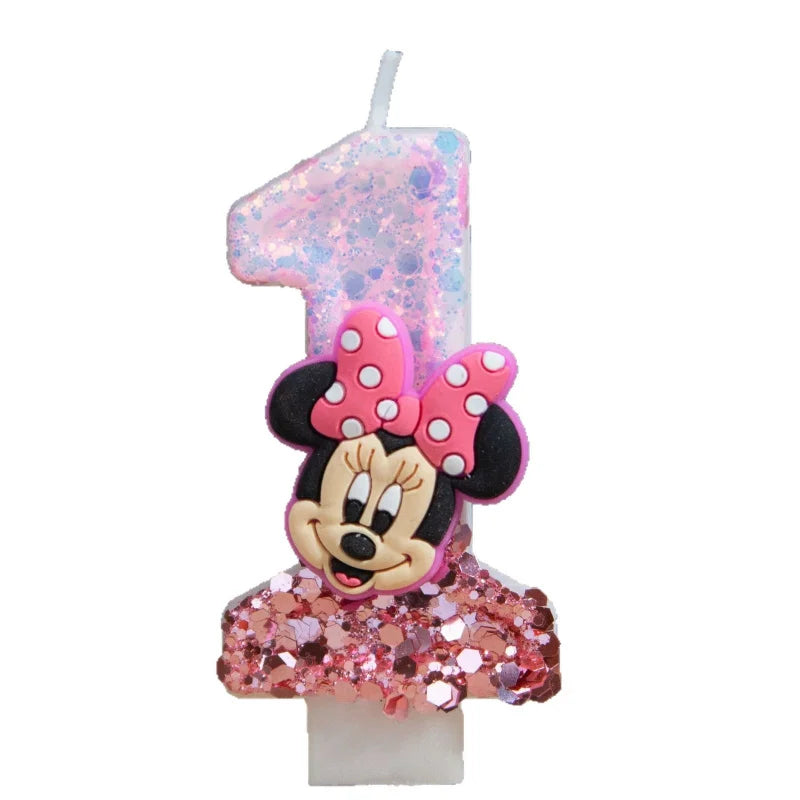 Mickey & Minnie Glitter Birthday Cake Candles Numbers 0–9 Cake Candles Qme