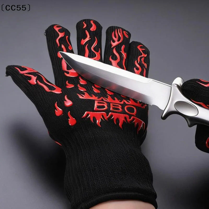 Silicone BBQ Oven Gloves – Heat & Cut Resistant, Non-Slip BBQ Oven Gloves Qst