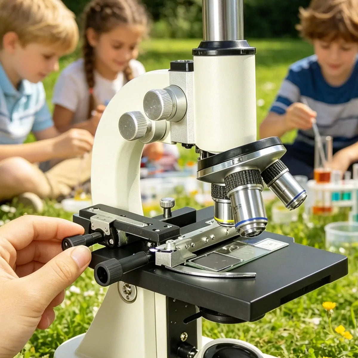 Microscope Mobile Stage with Scale – Attachable Specimen Slide Microscope Accessory Qme