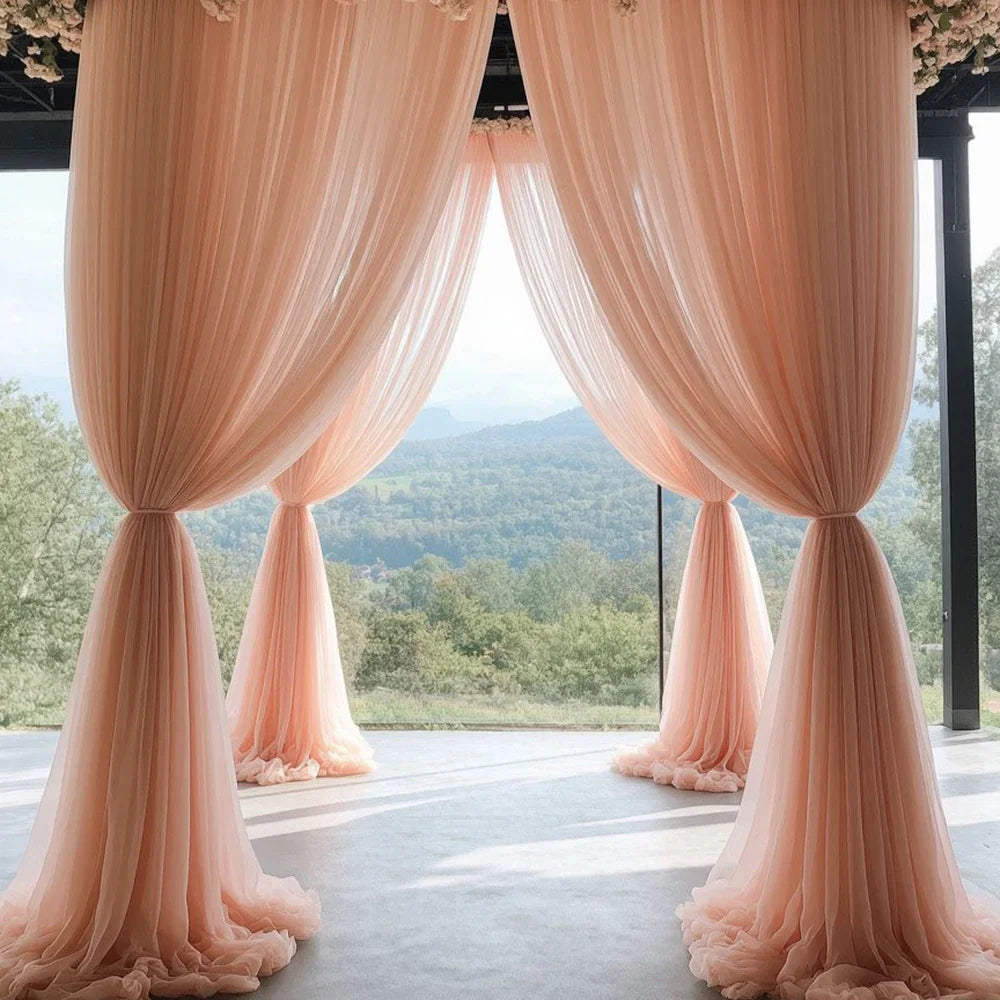 Wedding Mesh Arch Backdrop Curtain – Outdoor Party Decoration Wedding Arch Backdrop Qme