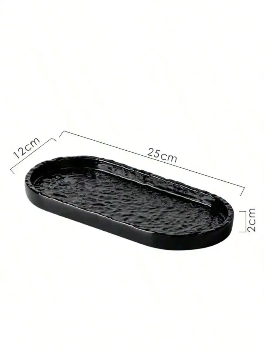 Ceramic Stone Bathroom Tray – Jewelry & Soap Storage Rack Bathroom Storage Tray Qme S black