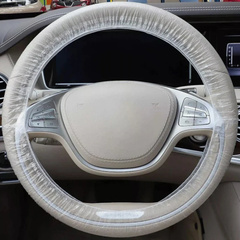 Disposable Transparent Steering Wheel & Gear Covers – 20 Pack Car Protective Cover Qme Default Title