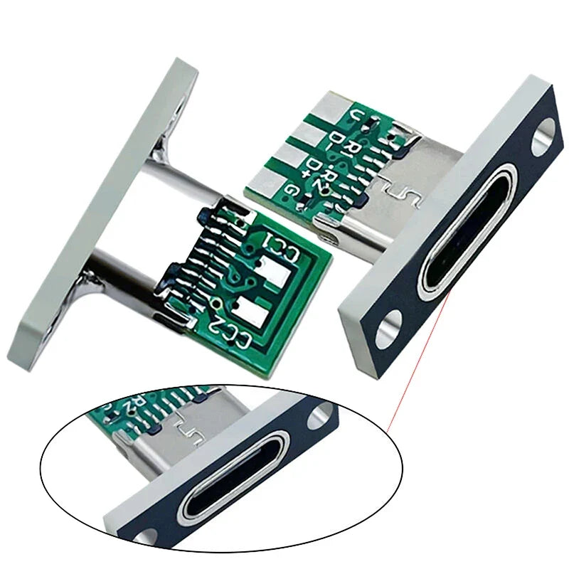 USB Type-C Female Socket Screw Fixing Plate 2Pin 4Pin Connector USB-C Connector Jack Qme
