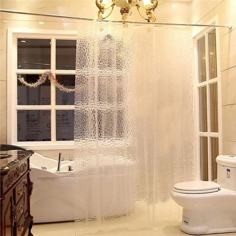 3D Transparent Shower Curtain 180x180cm Thick PEVA Waterproof Shower Curtain Qme