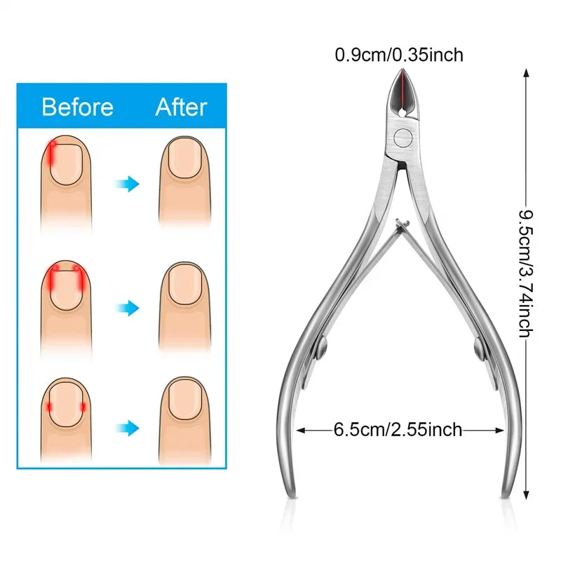 Professional Cuticle Cutter Nail Nippers & Manicure Pusher Cuticle Cutter Tool Qme 1PCS