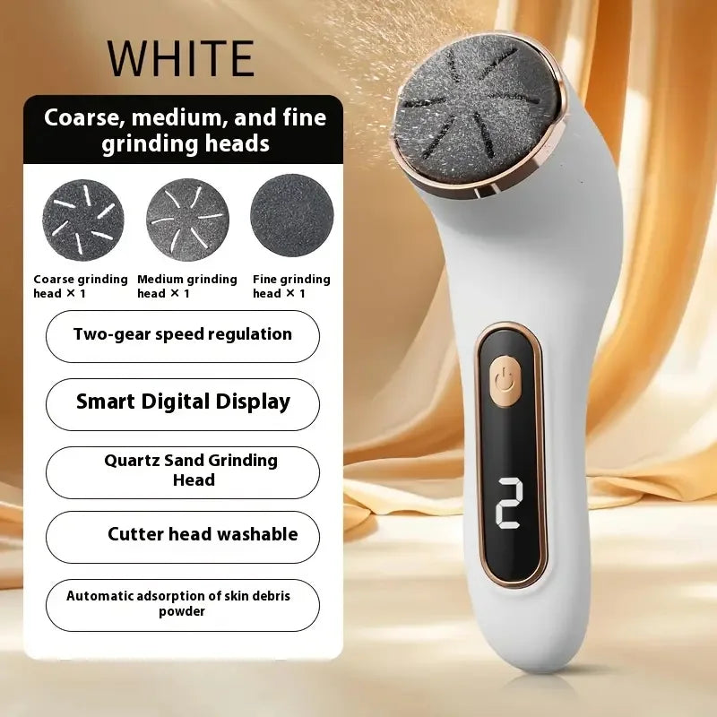 USB Rechargeable Electric Foot Polisher & Callus Remover Electric Foot Polisher Qme WHITE