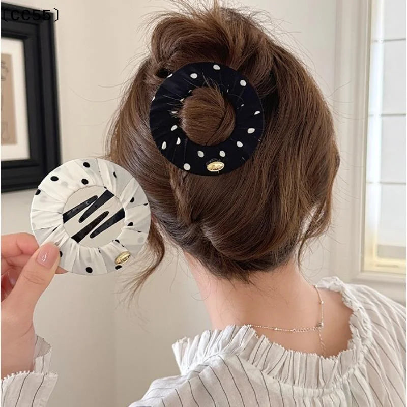 Polka Dot Flat Pancake Hair Claw Clip – Non-Slip & Soft Padded Hair Claw Clip Qst