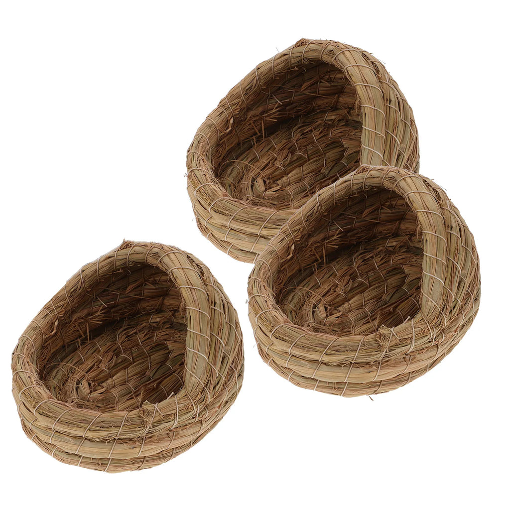 Handwoven Straw Bird Nest for Finch Canary Lovebird Parrot Bird Breeding Nest Qme