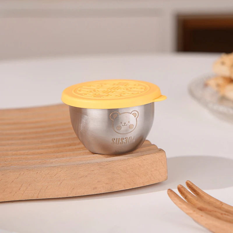 Stainless Steel Dipping Sauce Cup with Lid | BBQ Condiment Bowl Condiment Dipping Cup Qst Yellow