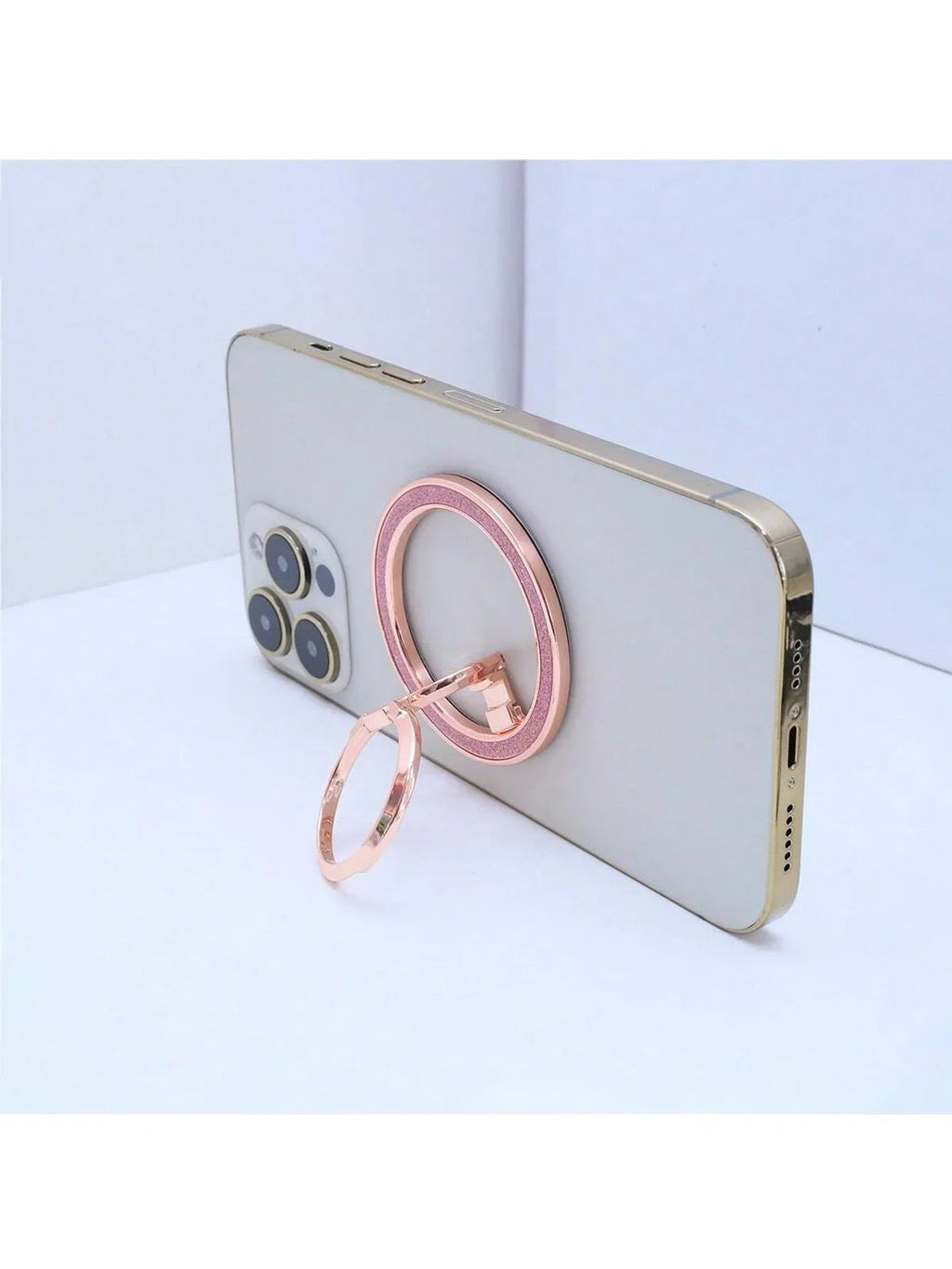 Qme Double-Ring Magnetic Phone Holder Foldable Zinc Alloy Stand Magnetic Phone Stand Qme