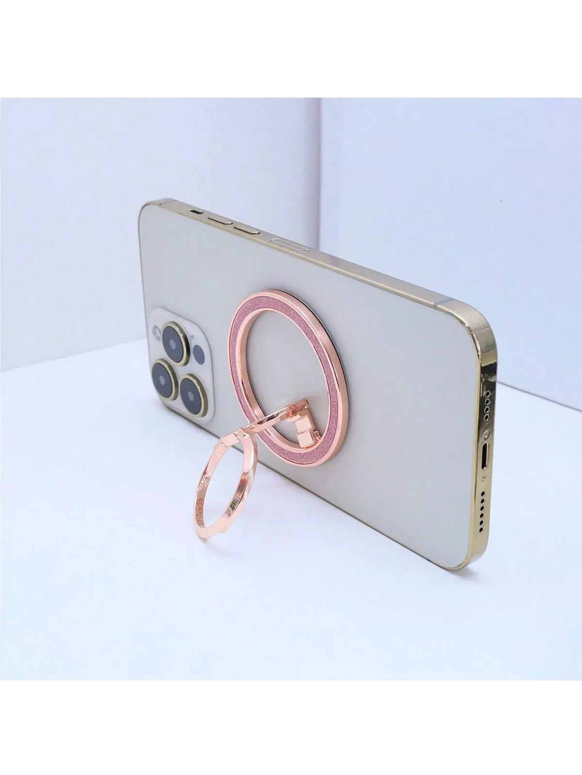 Qme Double-Ring Magnetic Phone Holder Foldable Zinc Alloy Stand Magnetic Phone Stand Qme