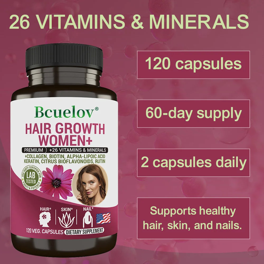 Women's Hair Growth Capsules – Biotin, Collagen & Vitamins Hair Growth Supplement Qst