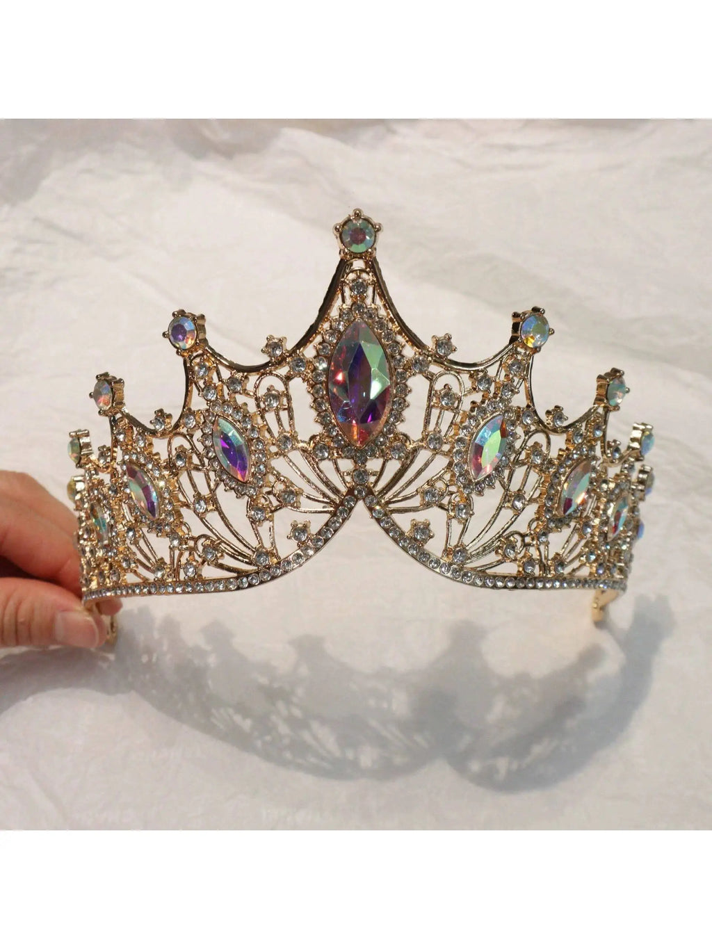 Luxury Bridal Hair Crown – Multicolor Sparkly Wedding Headpiece Bridal Hair Crown Qme gold