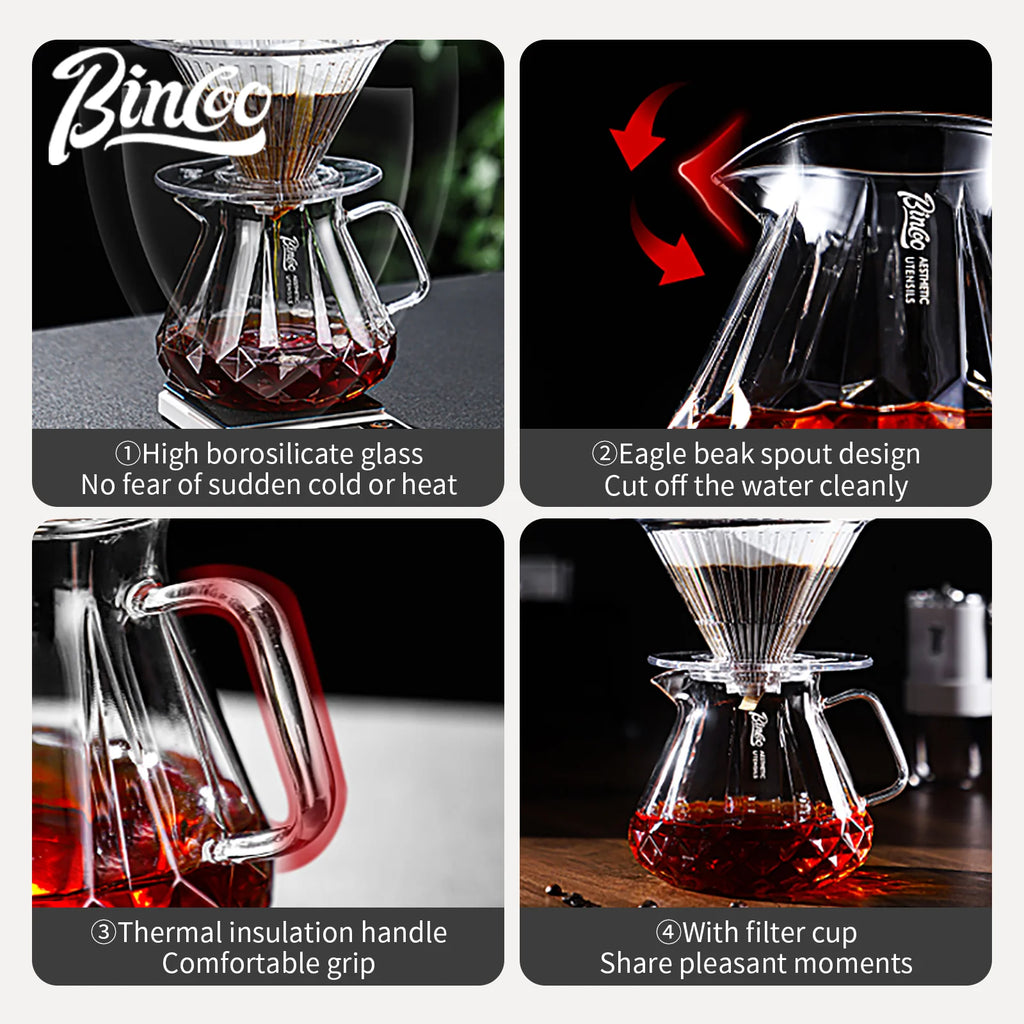 Bincoo Borosilicate Glass Coffee Sharing Pot 400ML/600ML Coffee Sharing Pot Qst