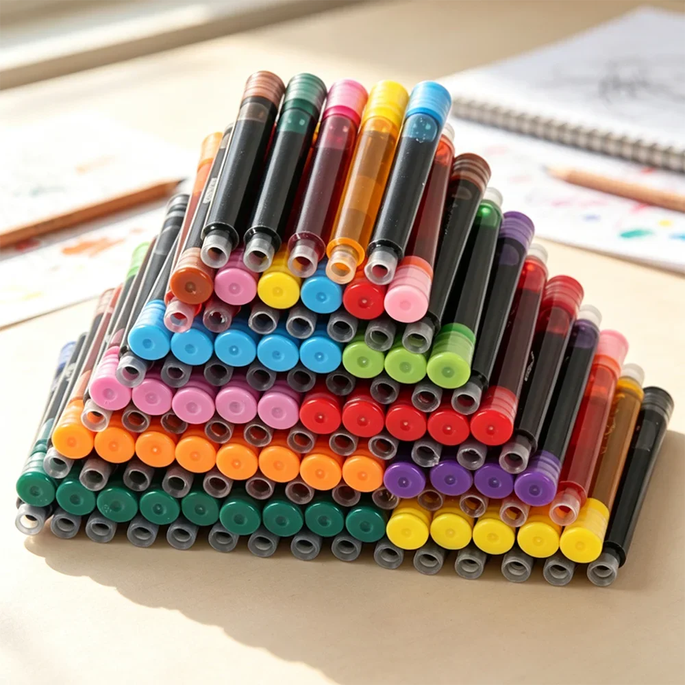36-Pack Colourful Ink Sac Pen Refills – Black, Blue & Red Pen Ink Refills Qme