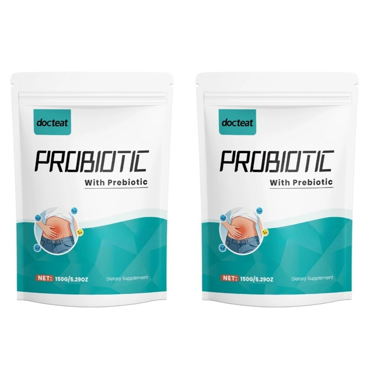 Docteat Probiotic & Prebiotic Powder – 30 Servings | 150g Probiotic Supplement Qst 300g (Pack of 2)