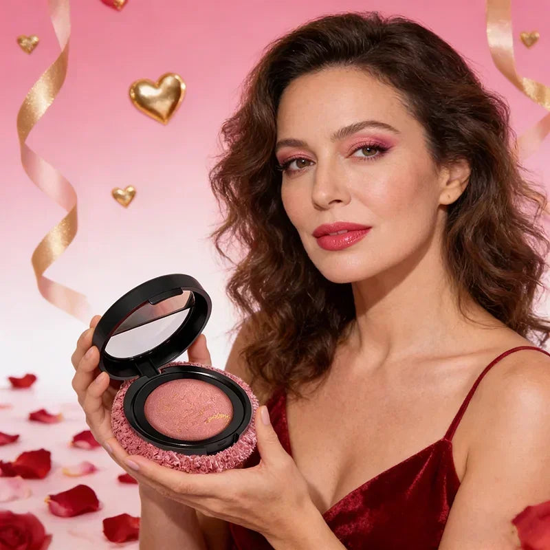 Korean Shimmer Pearl Blush Powder – Natural Face Sculpting Shimmer Blush Powder Qme