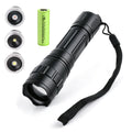 BORUiT 800LM Zoomable LED Flashlight – 3-Color Camping Torch LED Flashlight Torch Qst with 18650 battery ZOOM