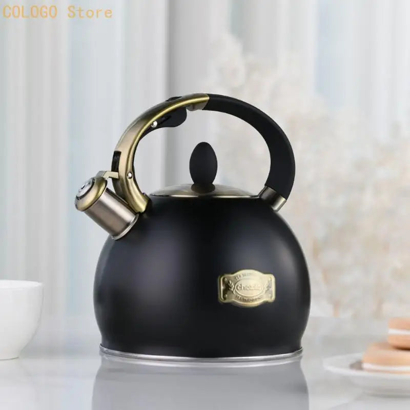 3L Rustproof Stainless Steel Whistling Tea Kettle – Quick Heat Stovetop Tea Kettle Qme