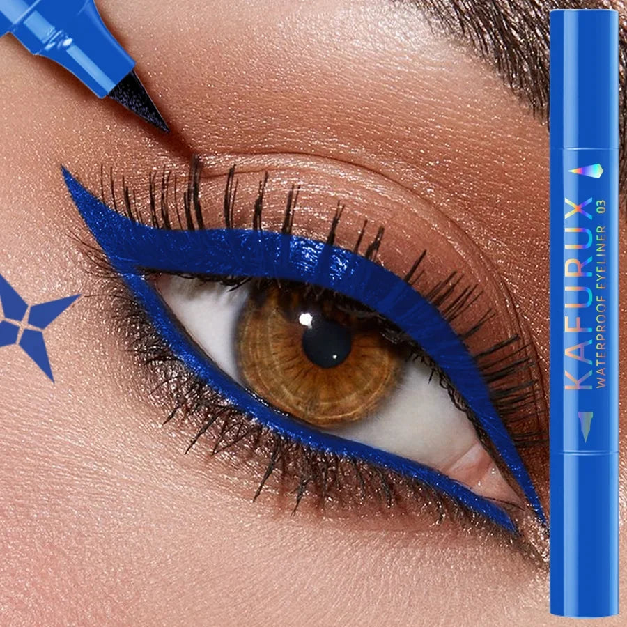 Double Head Star Stamp Waterproof Eyeliner Pen – 3 Colors Stamp Eyeliner Pen Qme