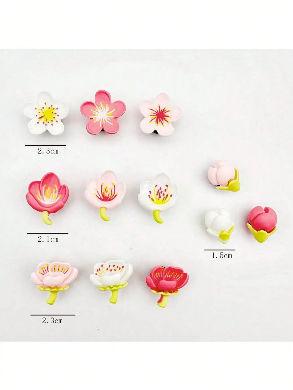 Pink Flower Shoe Charms – 12pc Detachable DIY Decorations Shoe Charms Qme 12pcs