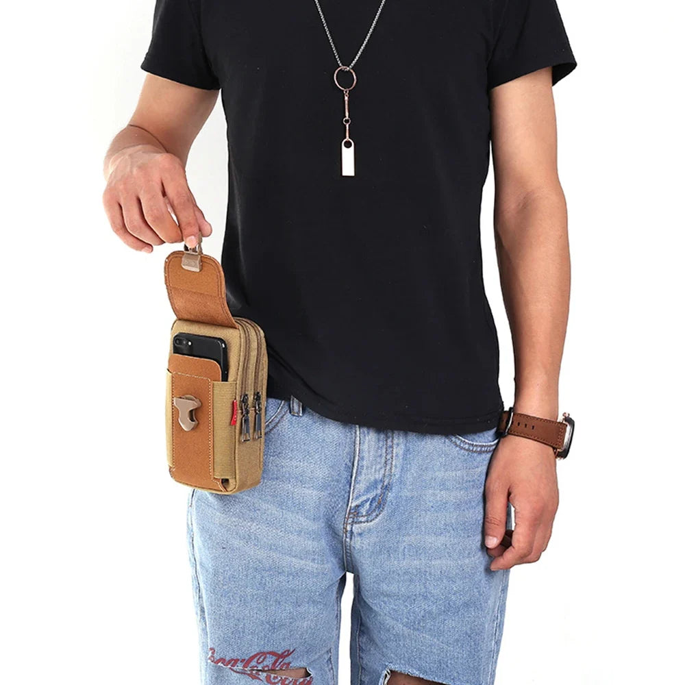 Men's Tactical MOLLE Belt Pouch – Canvas Phone Holster Bag Tactical Belt Pouch Qme