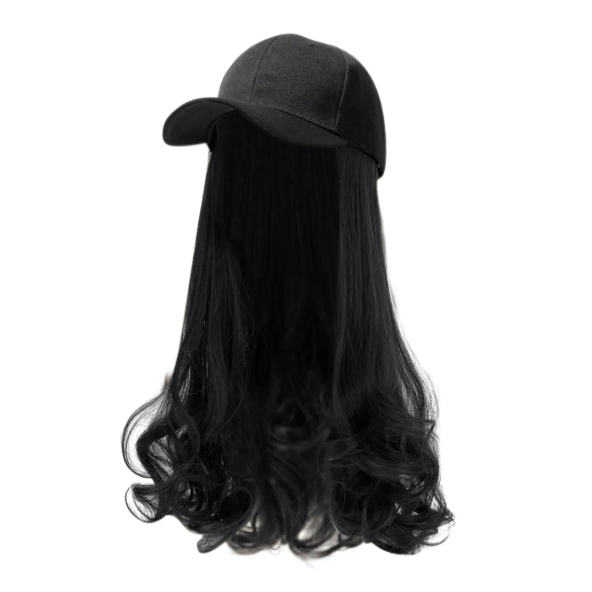 Baseball Cap with Long Curly Hair Extensions – Adjustable Wig Hat Wig Baseball Cap Qme