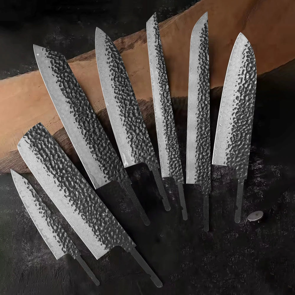 TURWHO Damascus VG10 Blank Blade Set – DIY Kitchen Knives Knife Blank Set Qst