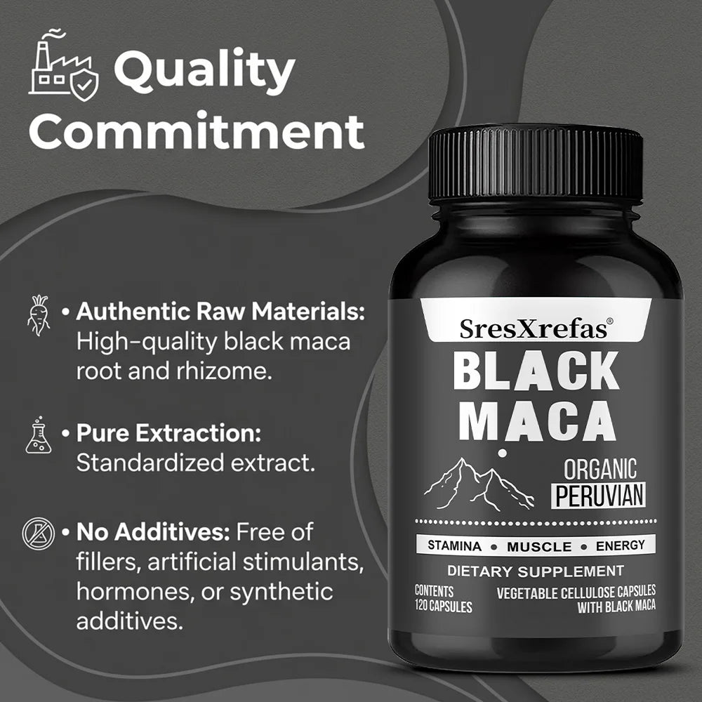ZENVITALIZE Black Maca Capsules 900mg – Strength & Vitality Herbal Supplement Qst