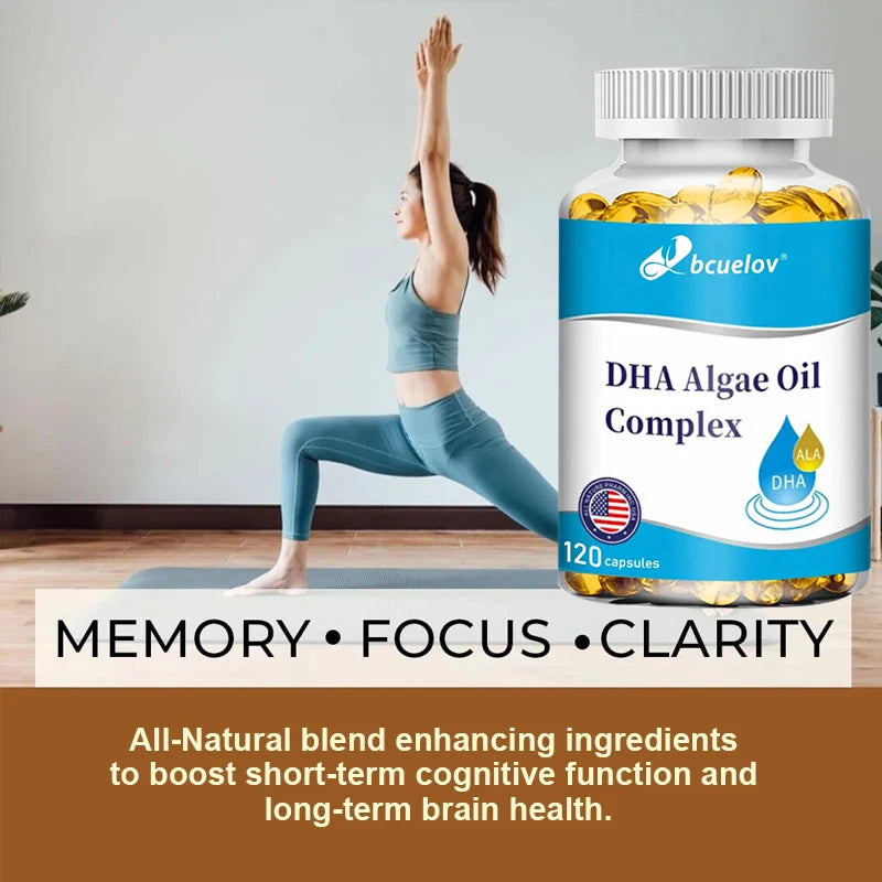 Algae Oil Omega-3 DHA & EPA Vegan Capsules | Brain & Eye Support Omega-3 Supplement Qst