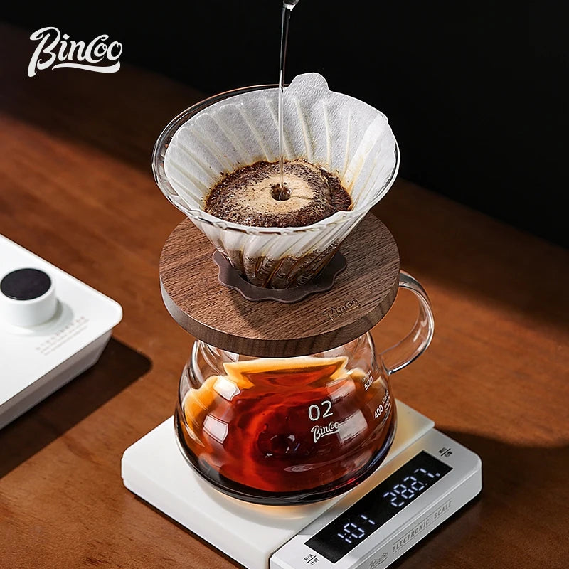 BINCOO Glass Coffee Server Set with Cup & Tray 400ML 600ML Glass Coffee Server Set Qst